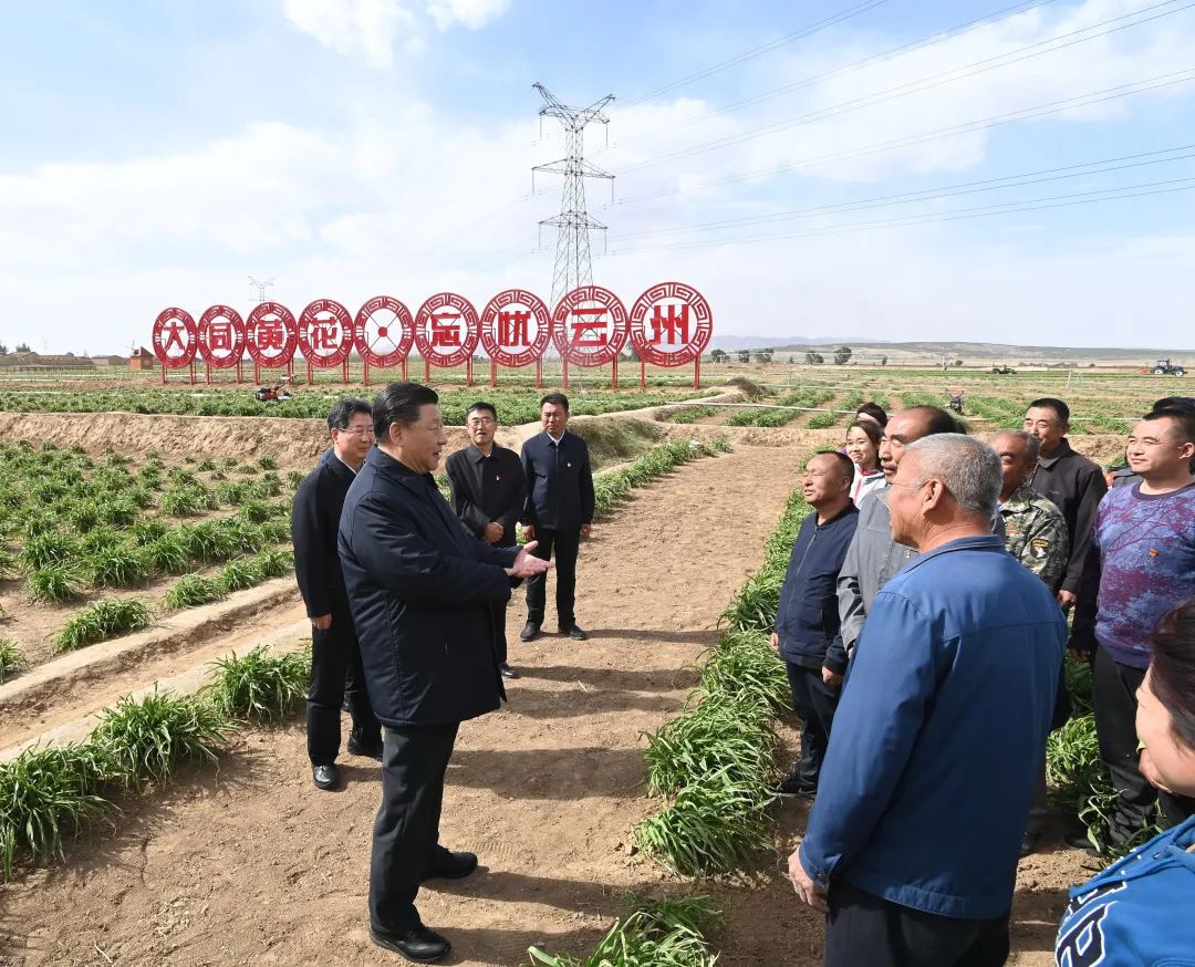 2020年5月11日，习近平考察山西大同市云州区有机黄花标准化种植基地。新华社记者 李学仁 摄