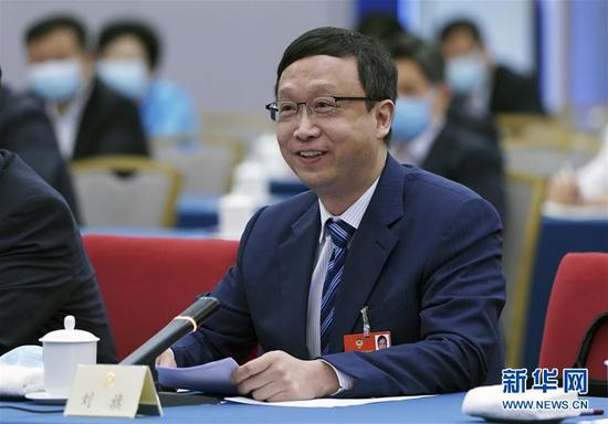  5月23日，全国政协委员刘旗在政协联组会上发言。新华社记者 谢环驰 摄